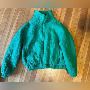 Urban Outfitters Kelly green bright cotton muslin gauze bomber jacket S M quilt